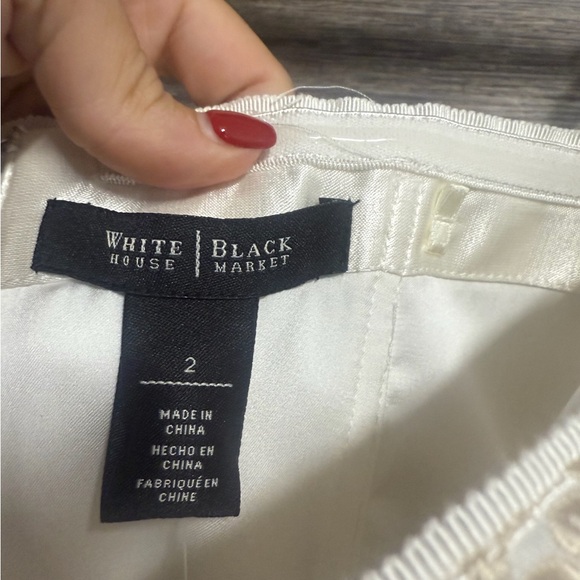 White House Black Market Ivory Patterned Beaded Strapless Camisole Corset Top - Picture 7 of 8